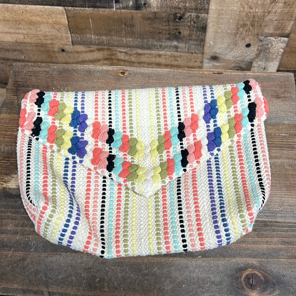 Lulu's Boho Beige Multi Stripedβ Woven Clutch